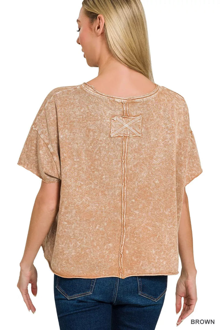 Mineral wash boxy short sleeve tee with drop shoulders