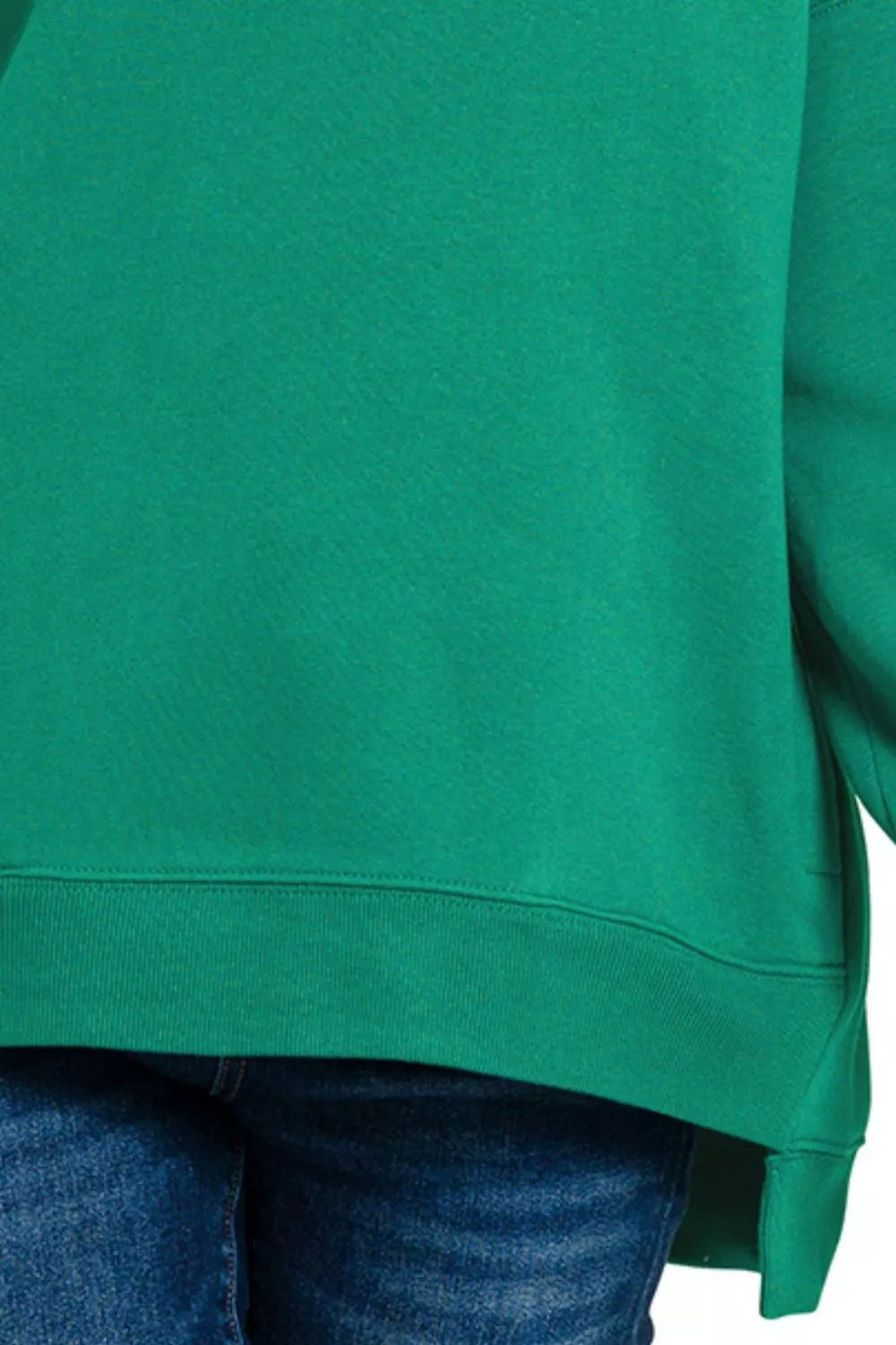 Fleece hi-low boyfriend sweatshirt with side pockets