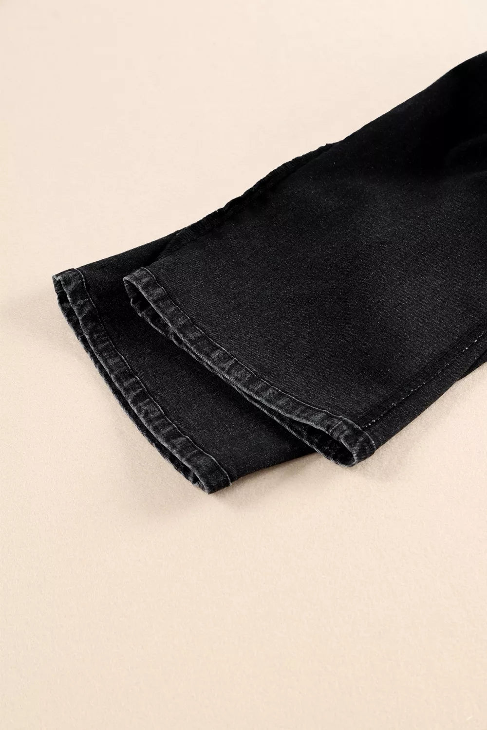 High-rise button-fly wide-leg jeans with patch pockets