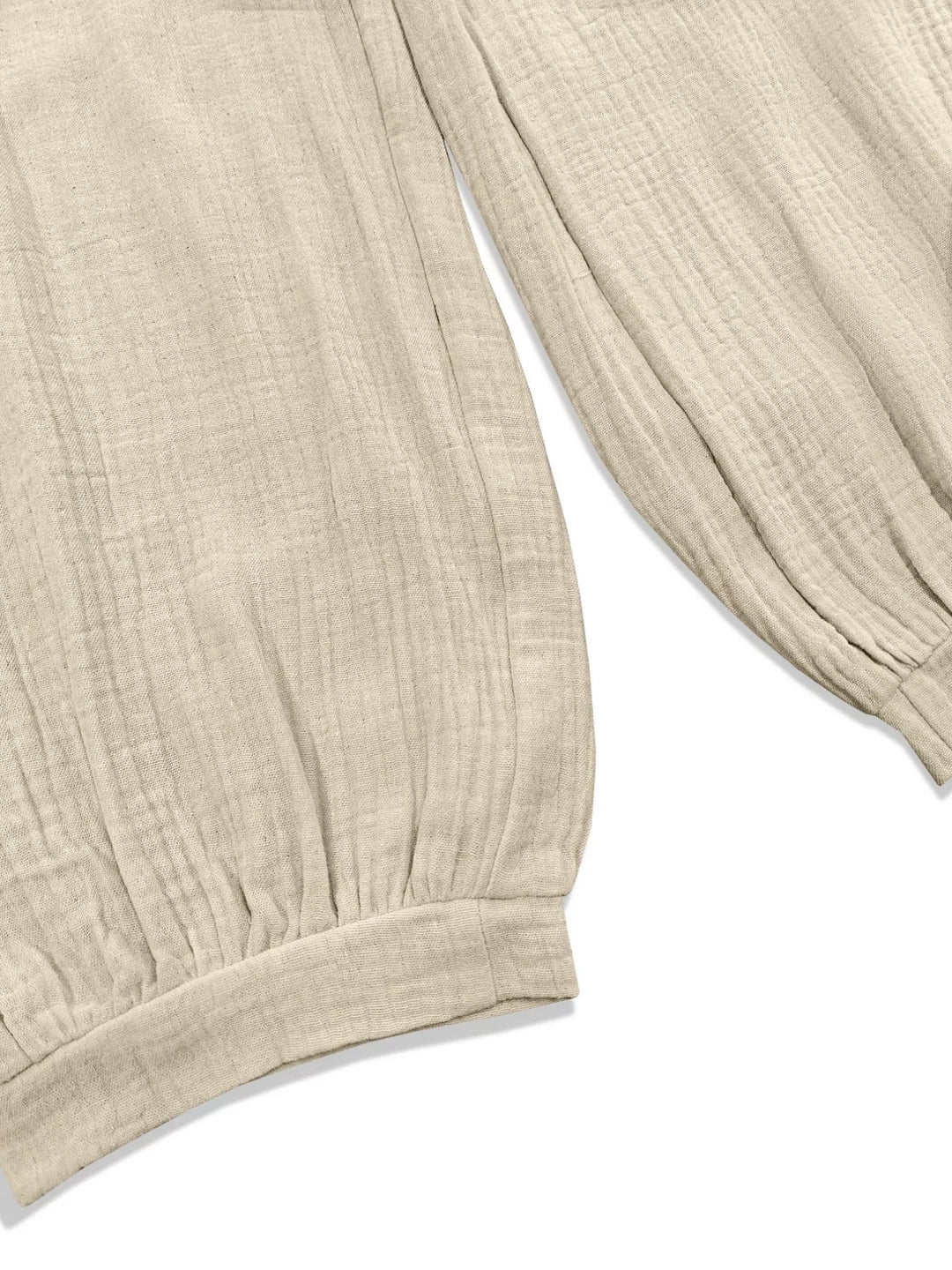 Wide-leg smocked waist casual pants in textured weave