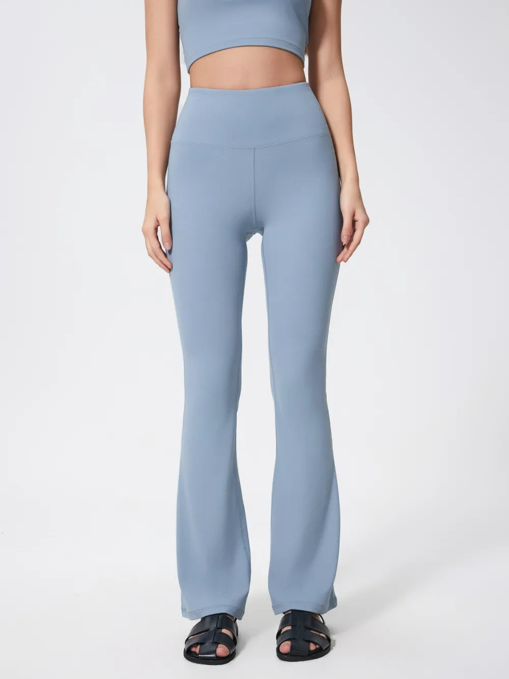 High-waist flare yoga leggings with wide waistband