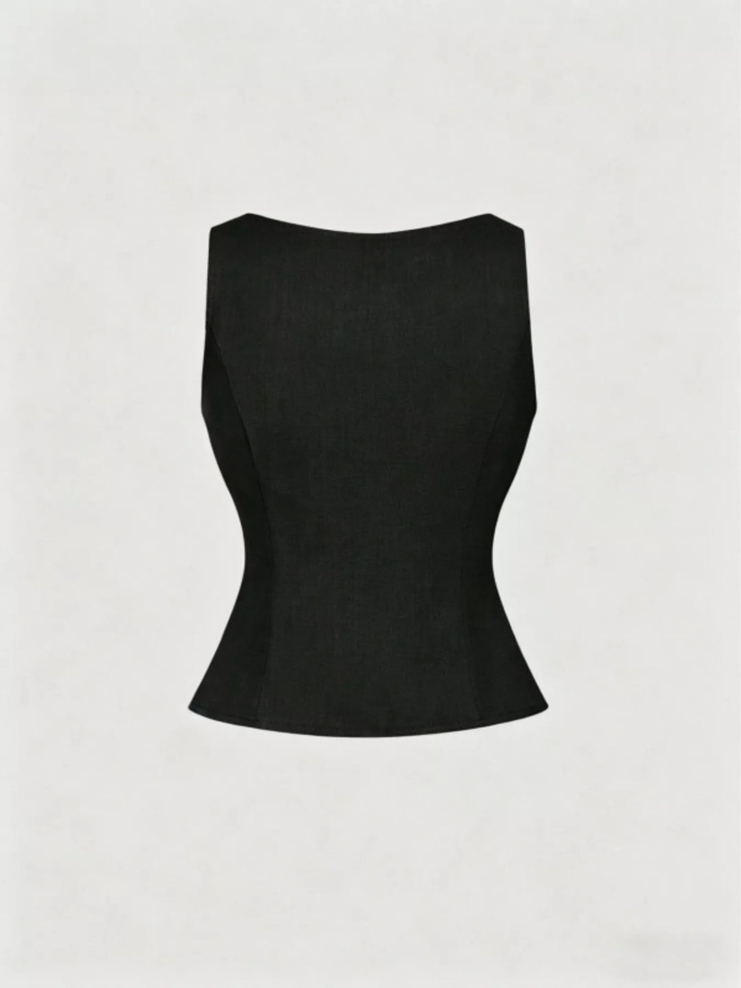 Structured button-front vest with rhinestone flower embellishments
