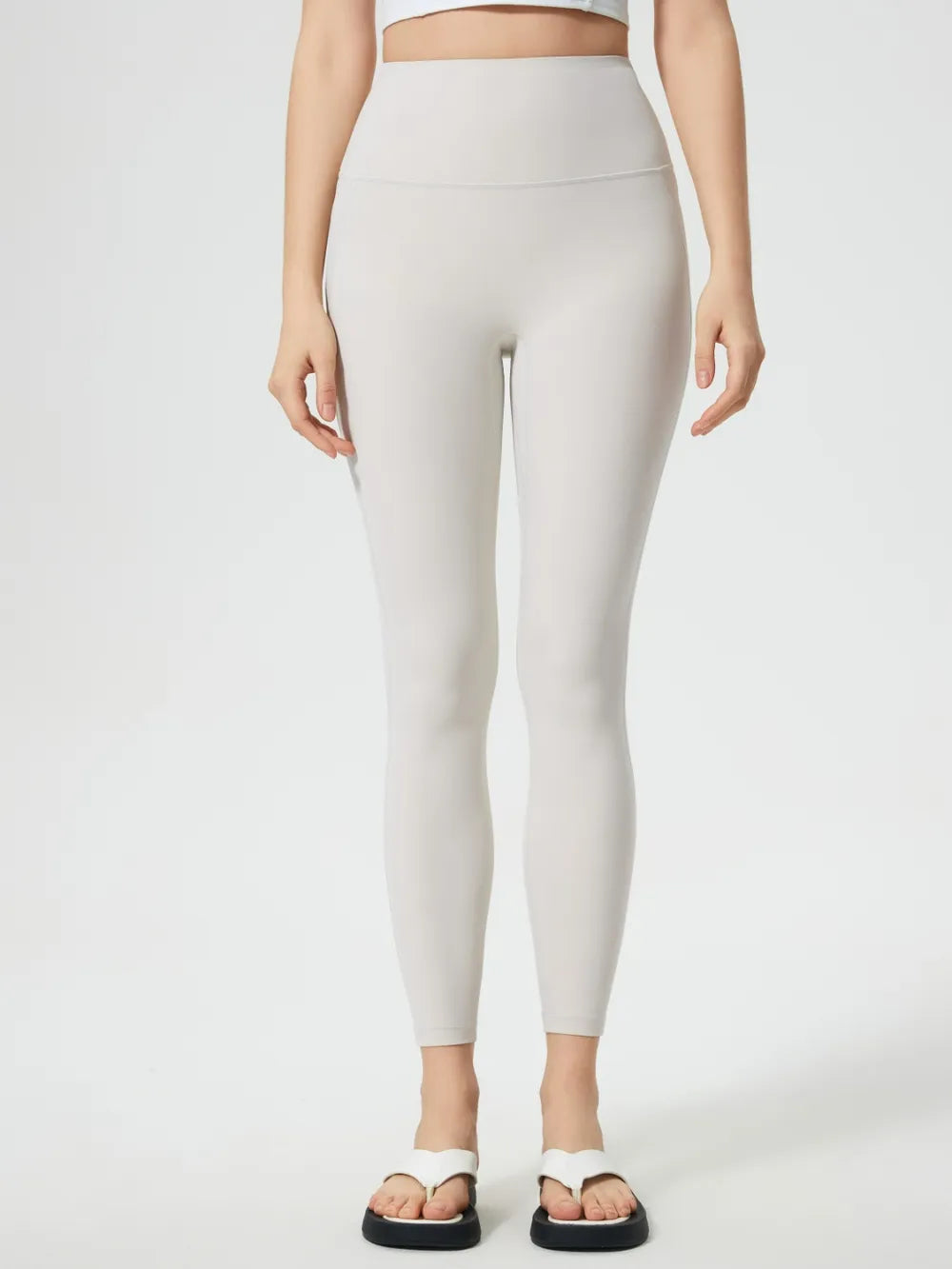 White Wide waistband high-rise active leggings