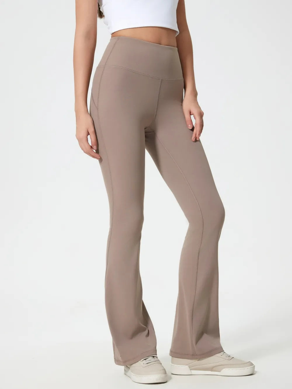 High-waist flare yoga leggings with wide waistband