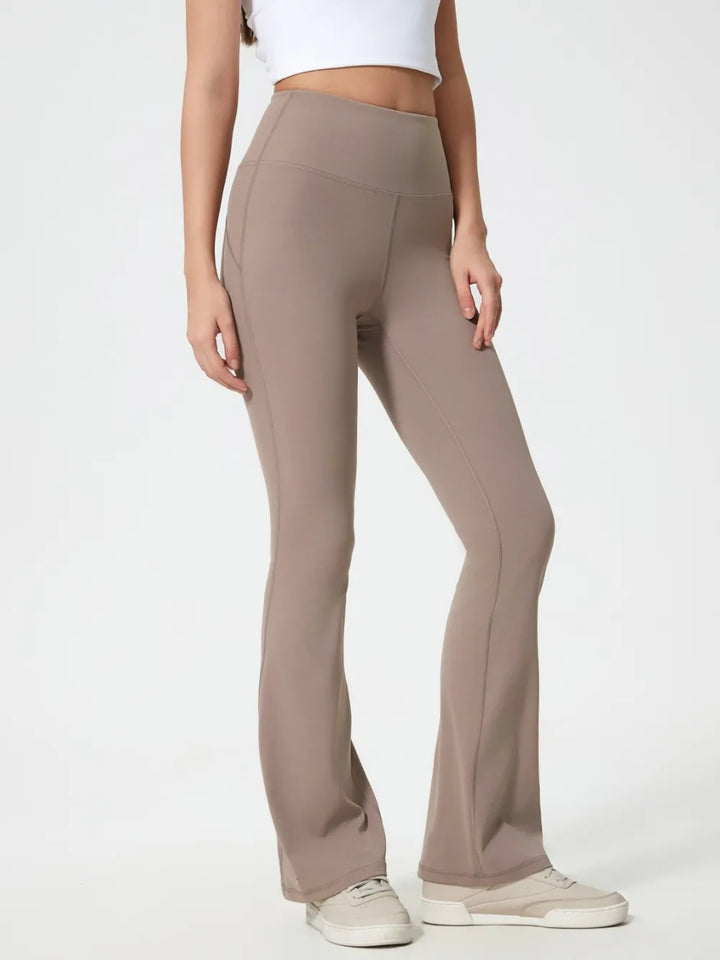 High-waist flare yoga leggings with wide waistband
