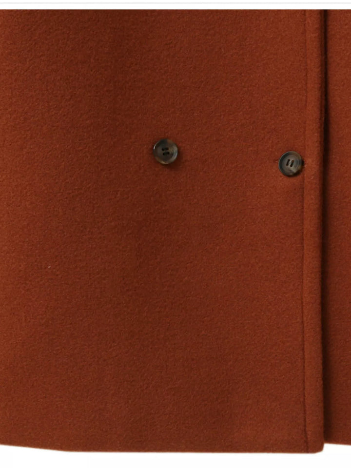 Double-breasted longline coat with notched lapel collar