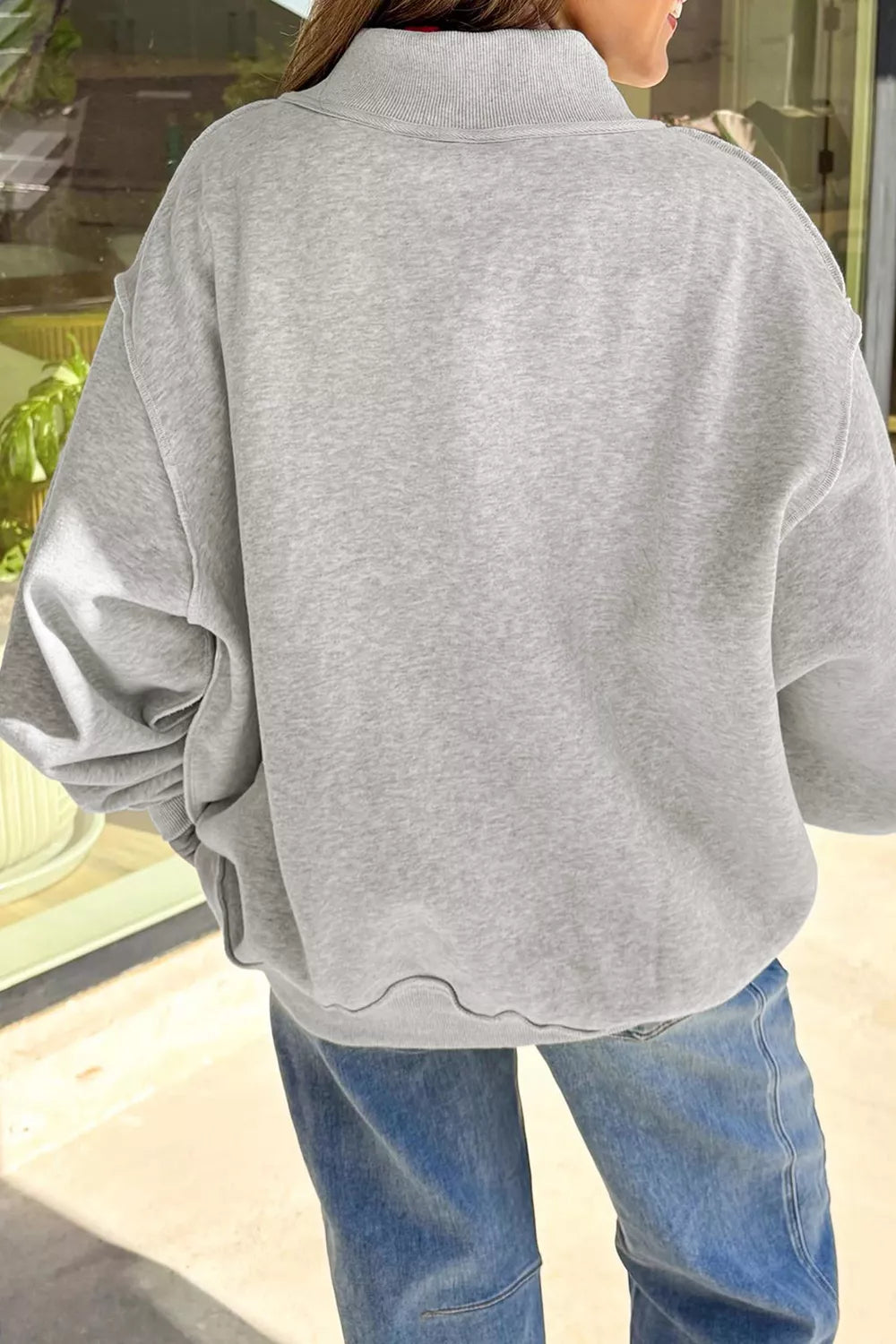 Bat print mock neck oversized Halloween sweatshirt