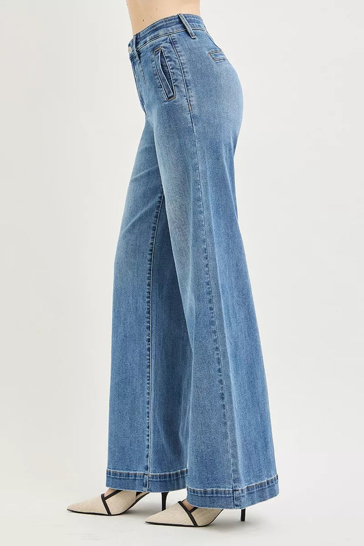 High-rise wide-leg jeans with tummy control waistband