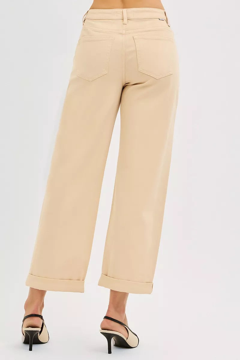 Tummy control mid-rise barrel leg ankle jeans
