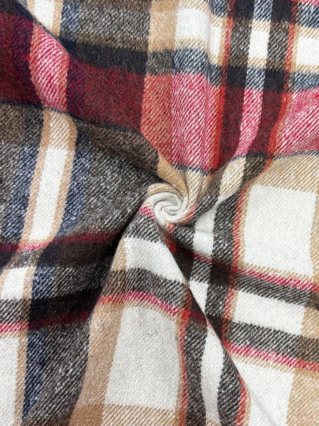 Plaid flannel button-down shacket with chest pockets