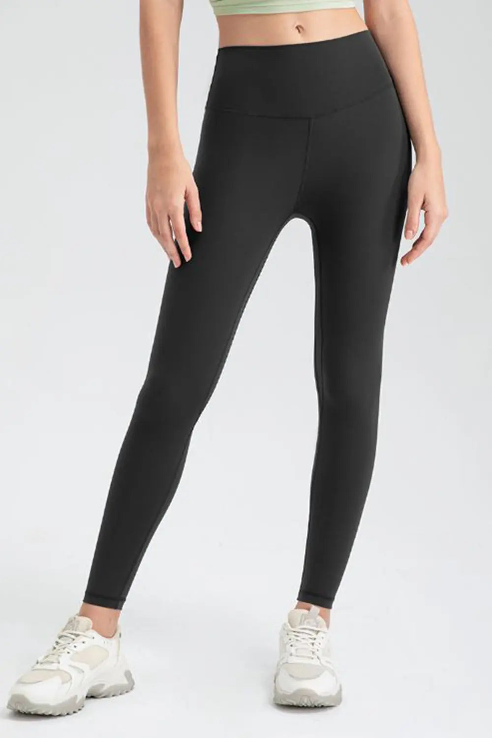 Black Wide waistband high-rise workout leggings