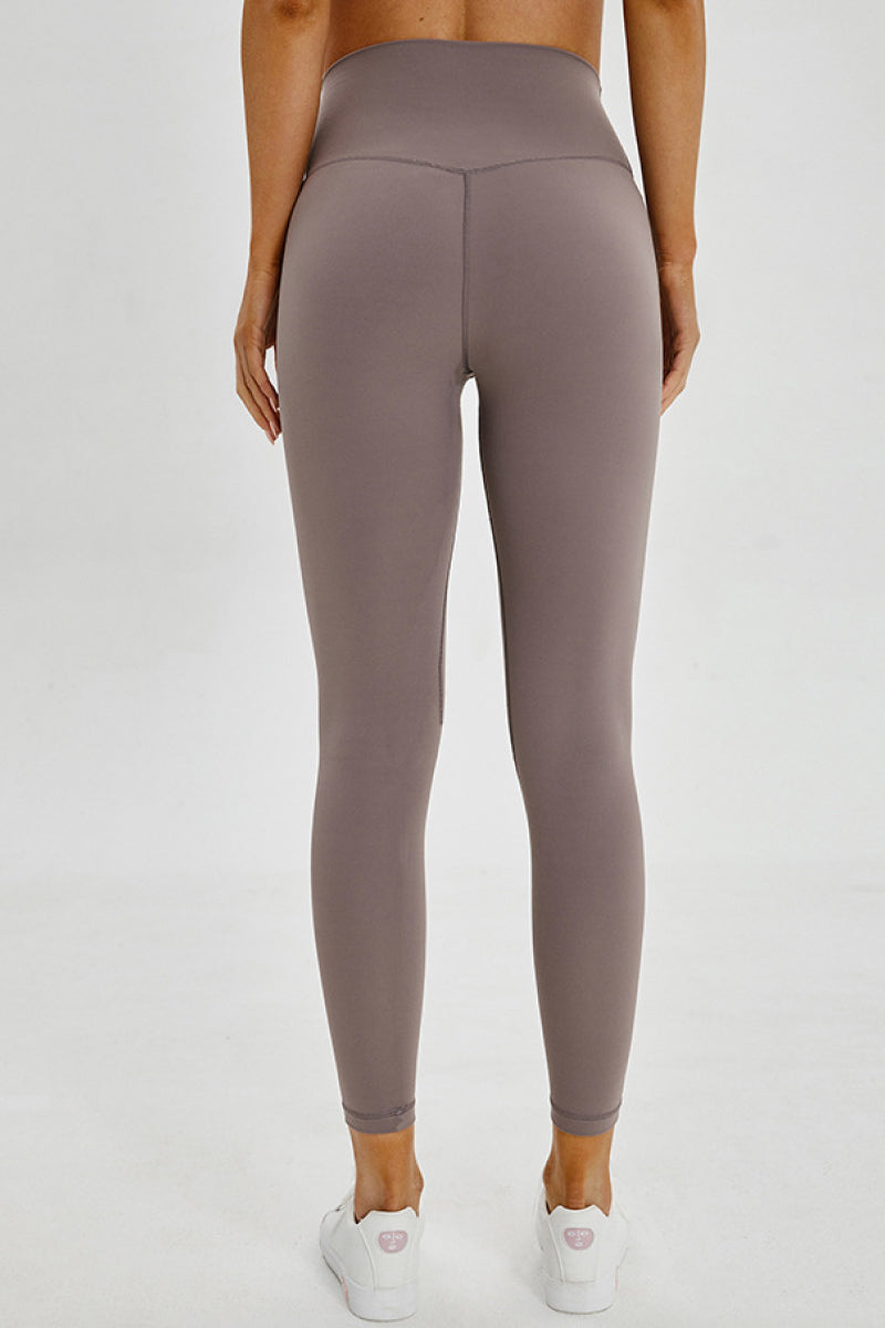 Wide seamless waistband high-rise sports leggings