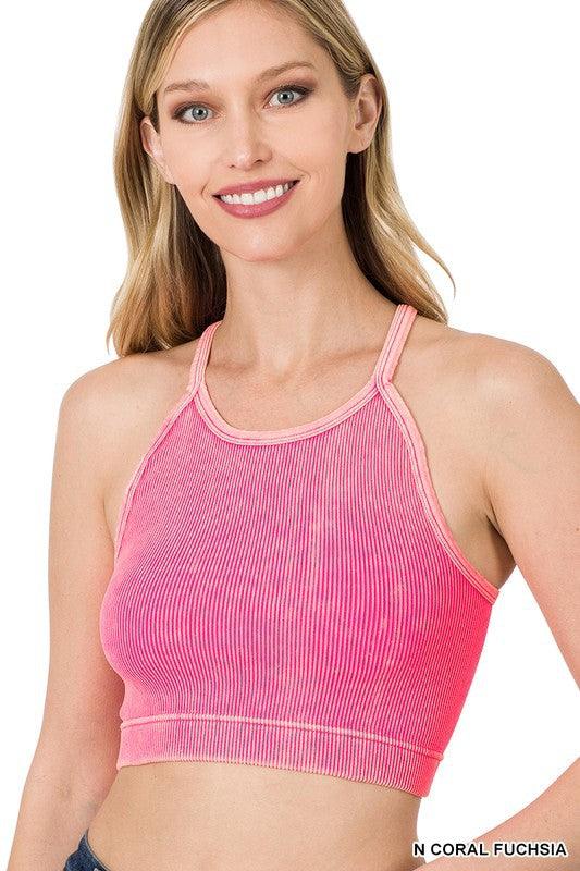 Washed Ribbed Seamless Cropped Cami Top - Azoroh