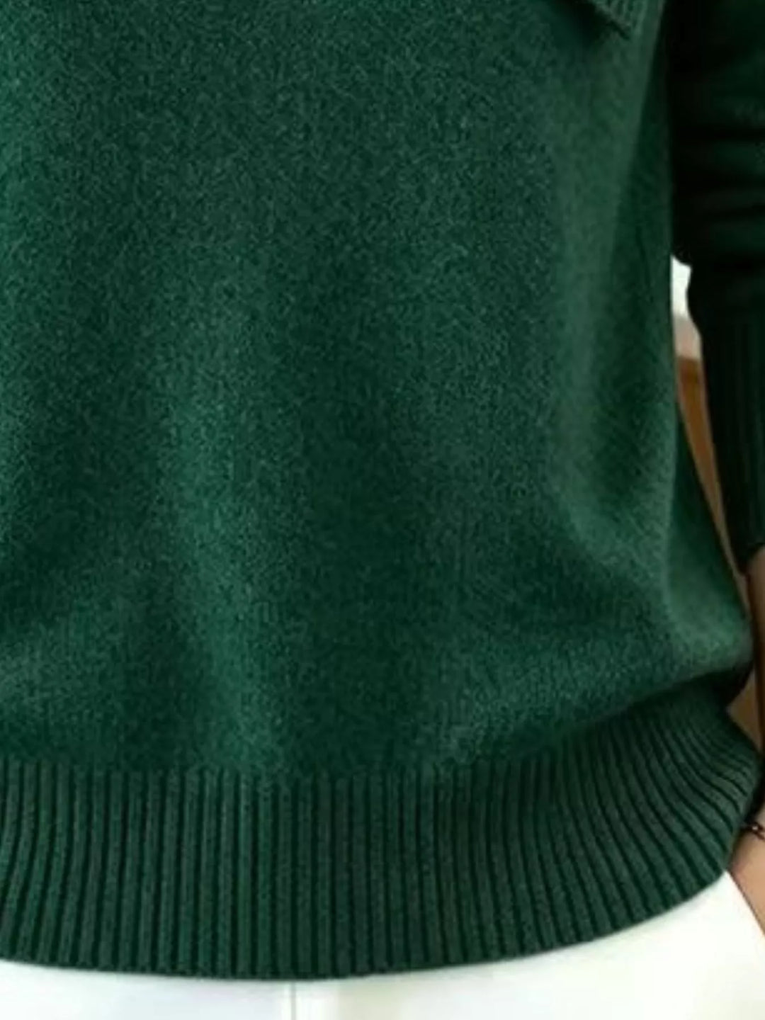 Asymmetric foldover ribbed collar knit pullover sweater
