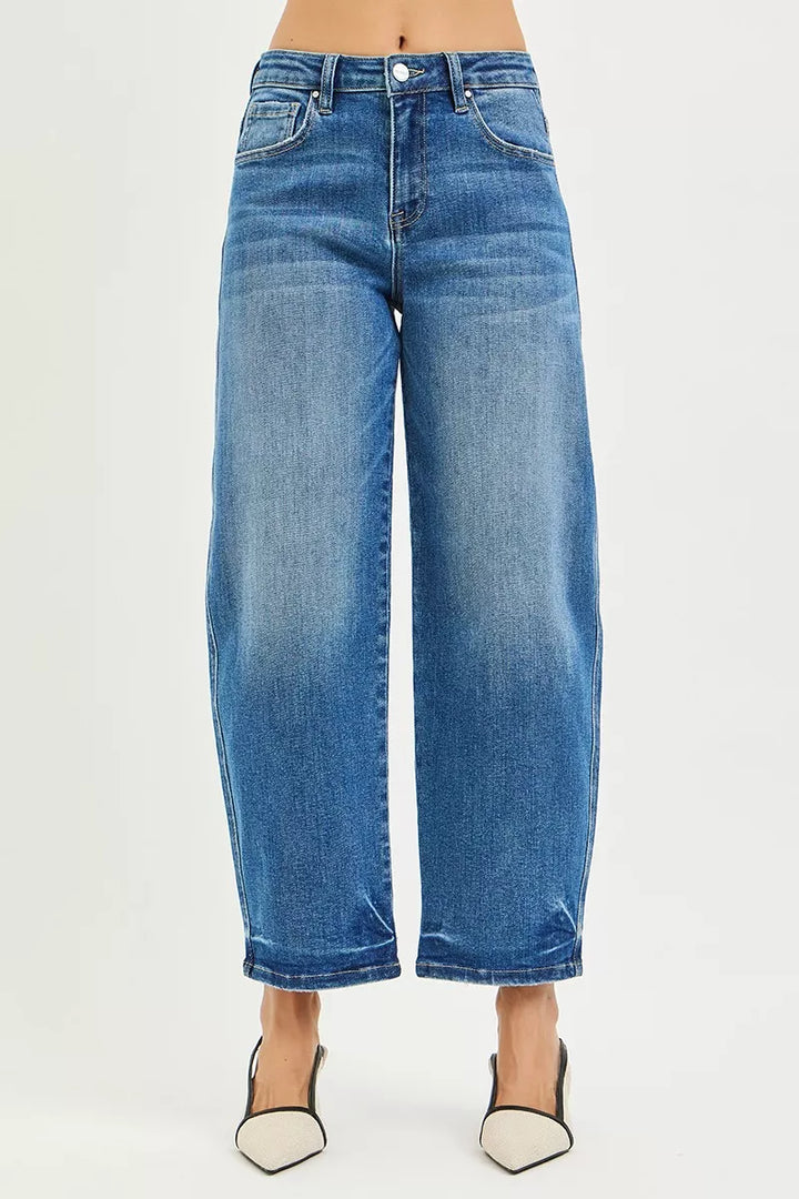 Slouchy cropped barrel-leg jeans with high-rise waist