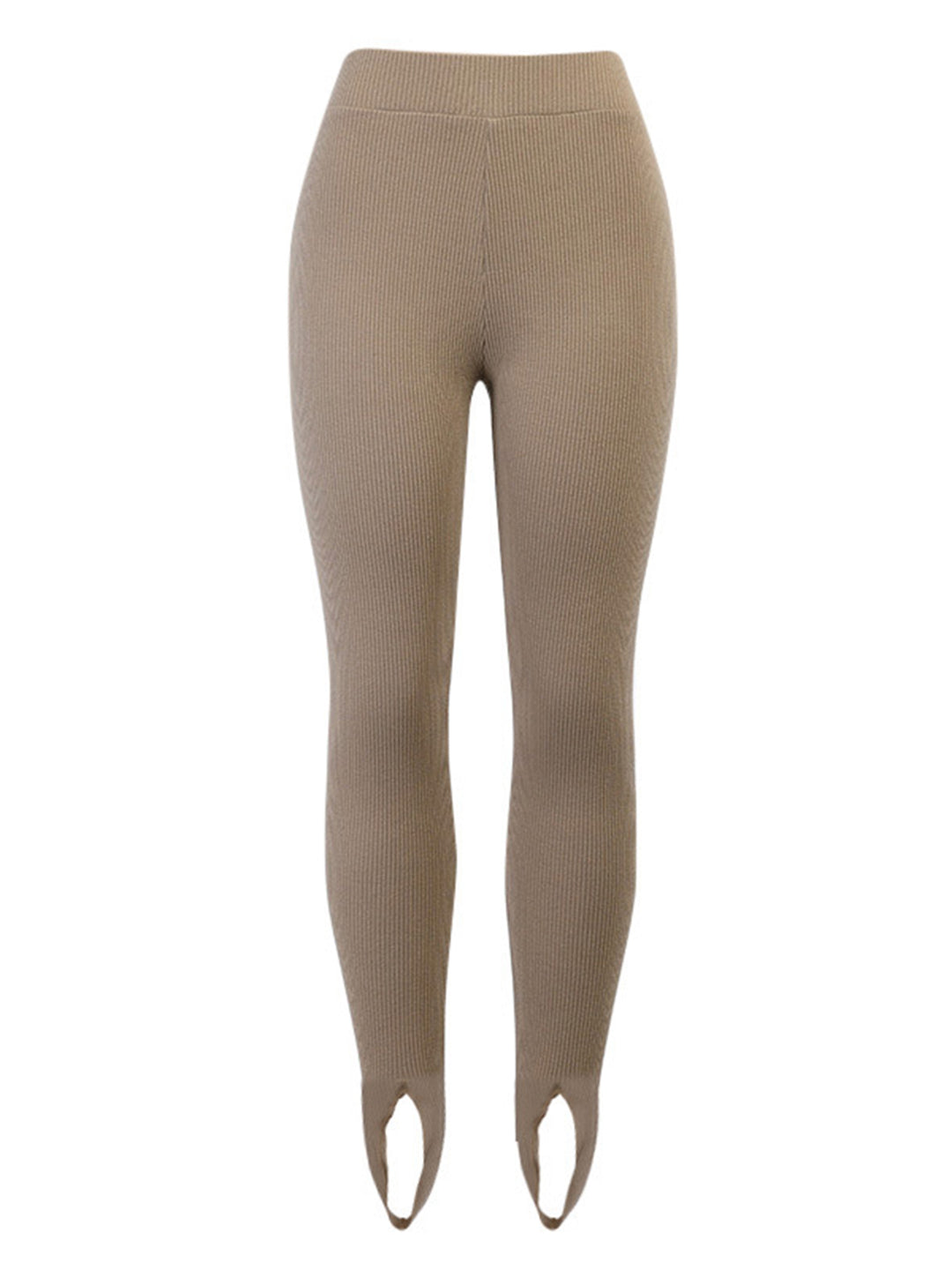 Ribbed knit mid-rise leggings with split hem