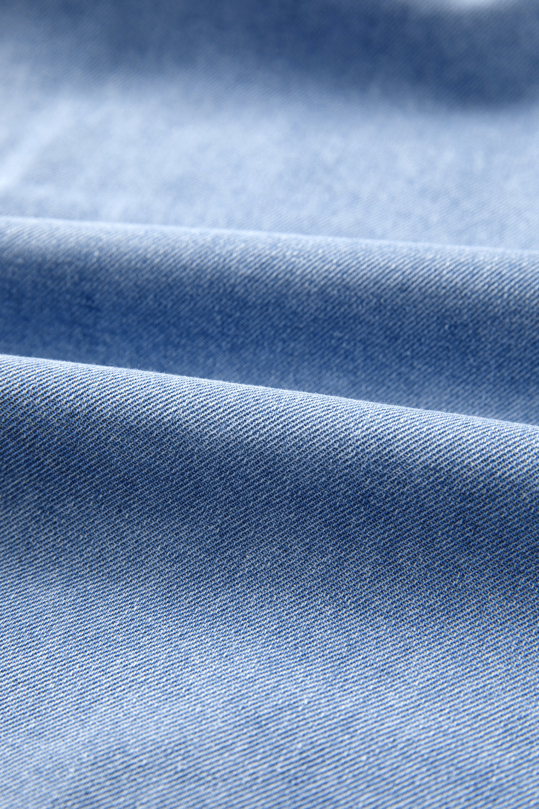 Frayed flutter sleeve denim top with frilled mock neck