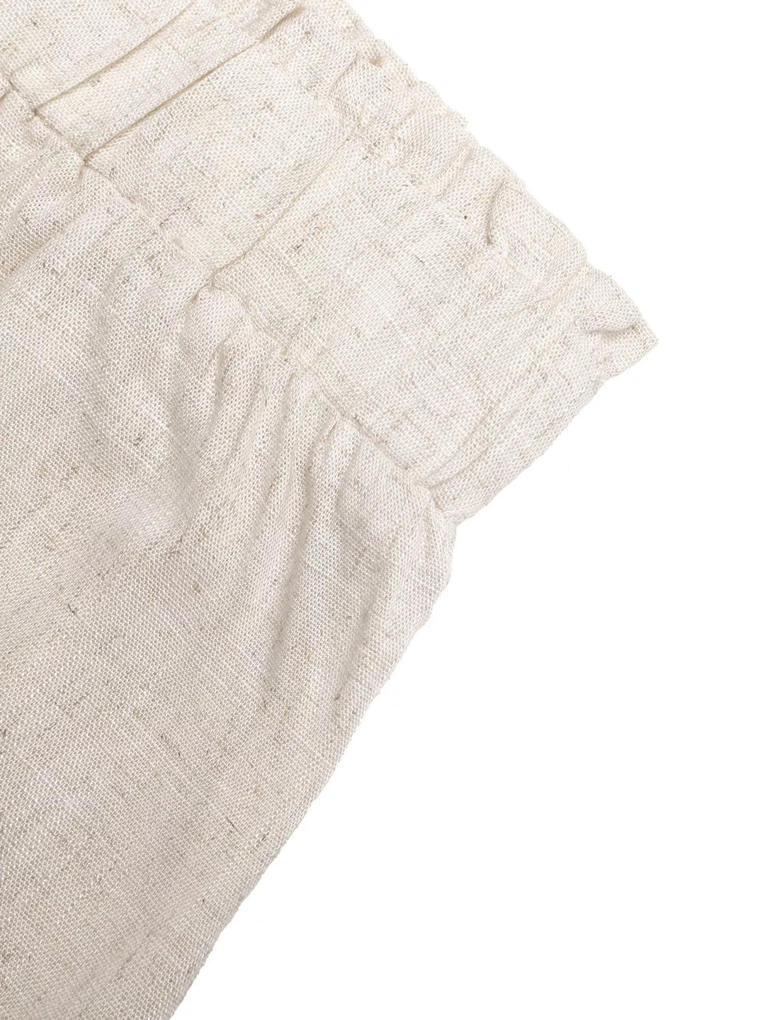 Drawstring wide-leg linen-blend pants with lace-trim hem