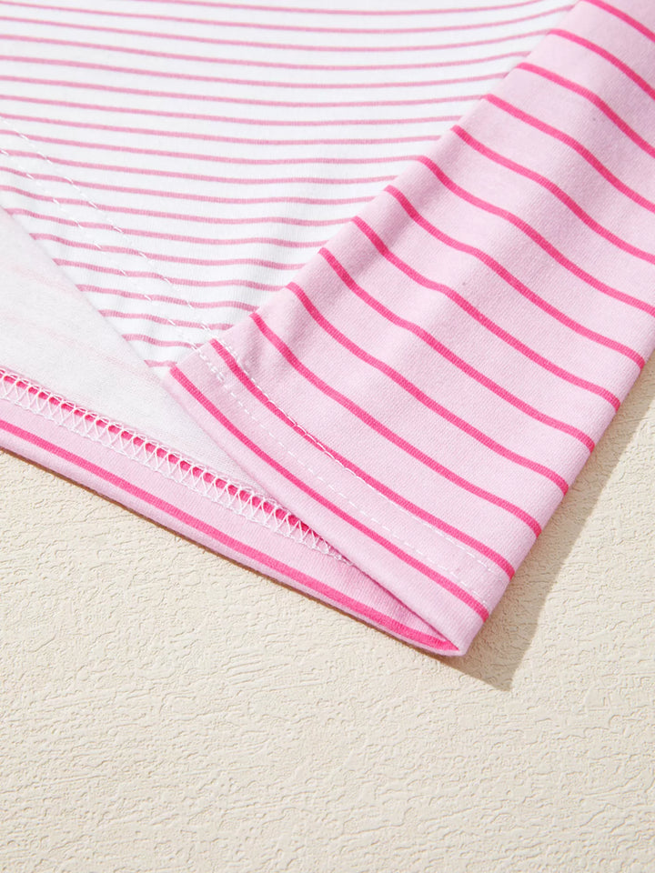 Exposed seam striped colorblock long sleeve top