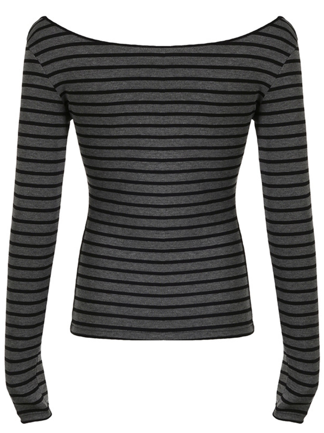 Fitted striped boat neck long sleeve top