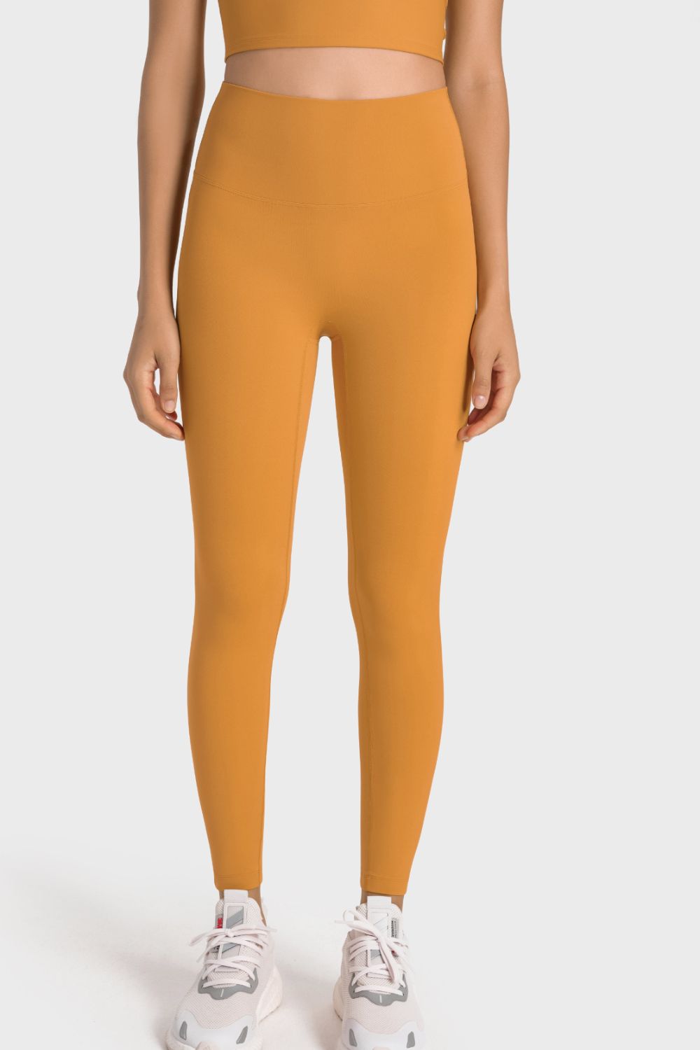 Tangerine High-rise wide waistband ankle-length yoga leggings