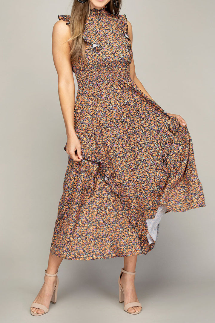 Tiered maxi dress with ruffle trim - Azoroh