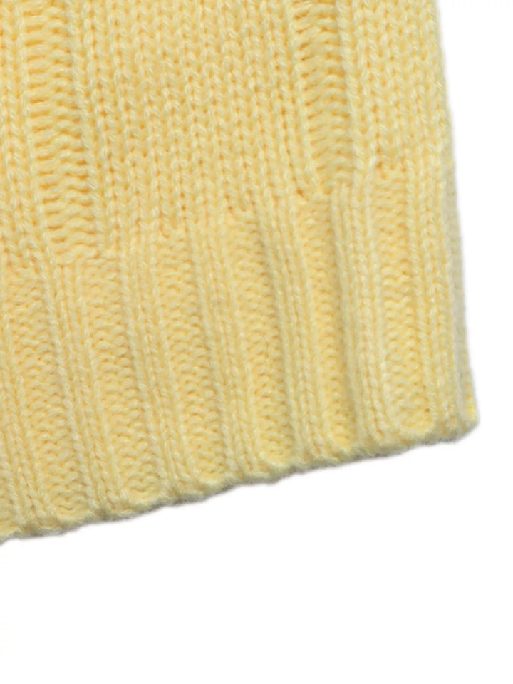 Ribbed knit button-front cardigan with dropped shoulders