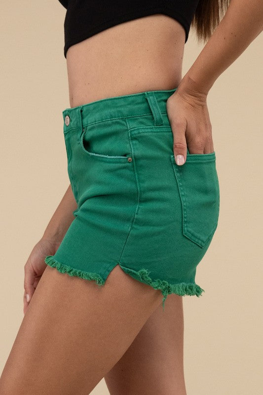 Riviera Acid Washed Frayed Cutoff Denim Shorts