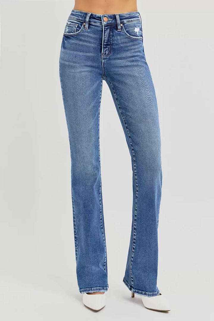 DARK Tummy control high-rise straight leg jeans