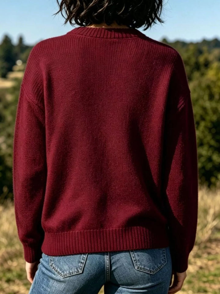 Lobster graphic crew neck knit pullover sweater