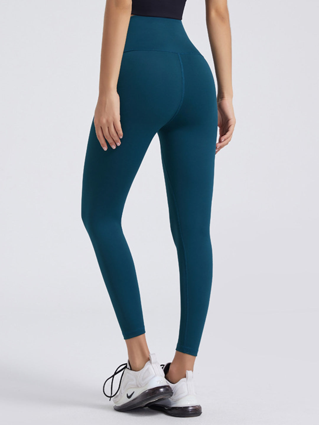 High-rise sports leggings with wide yoke waistband