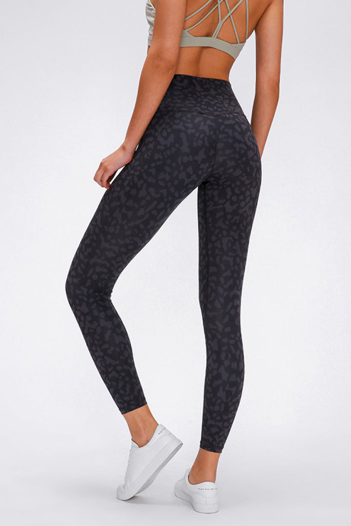 Wide seamless waistband high-rise sports leggings