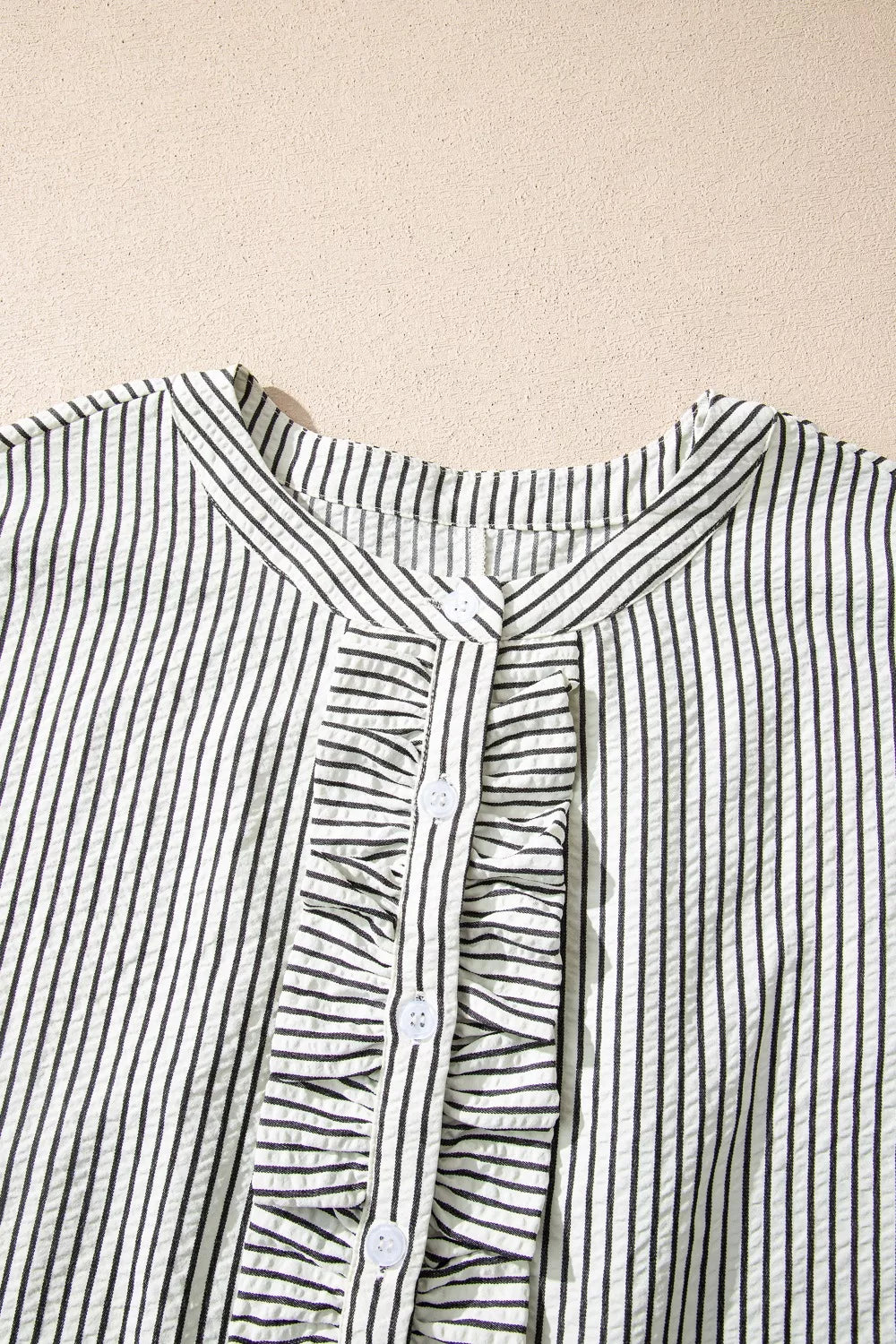Striped ruffle button-front maxi dress