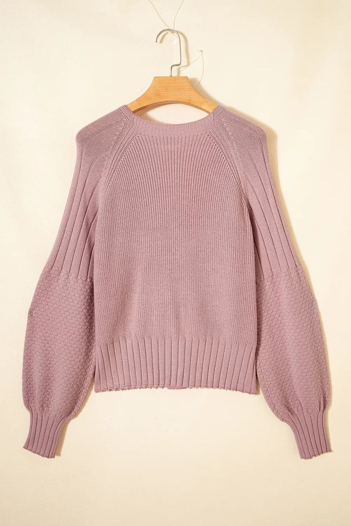 Textured knit button-front cardigan with drop shoulders