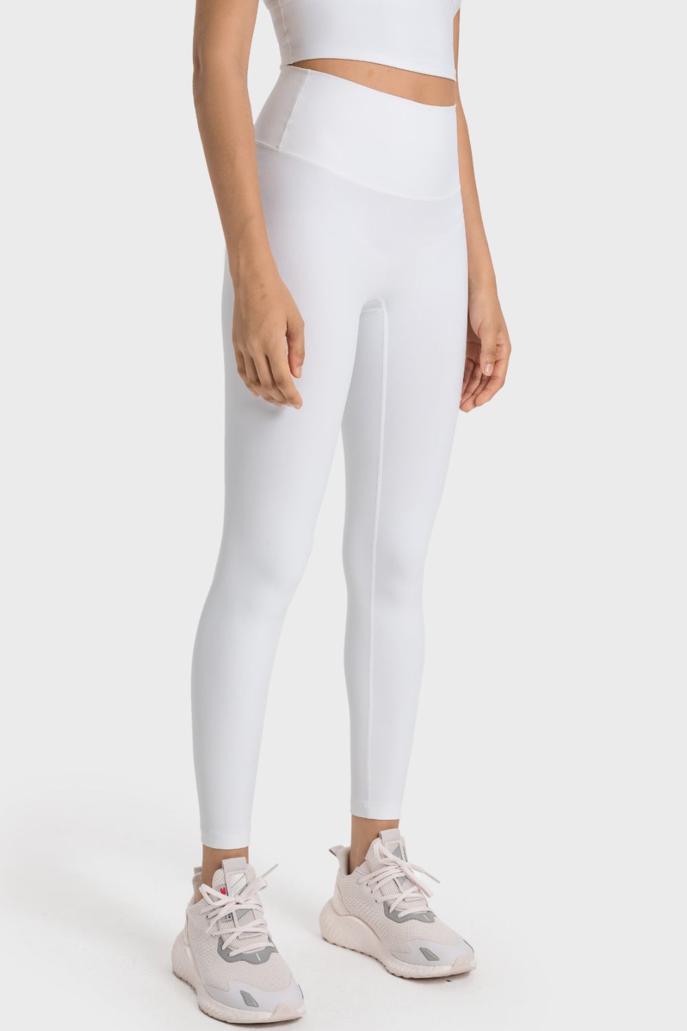 High-rise wide waistband ankle-length yoga leggings