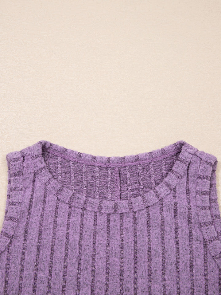 Ribbed high-neck mineral wash tank top