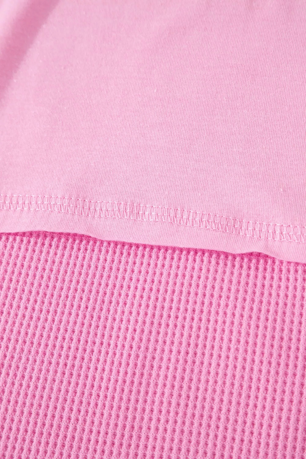 Waffle knit patchwork raw seam pocket tee