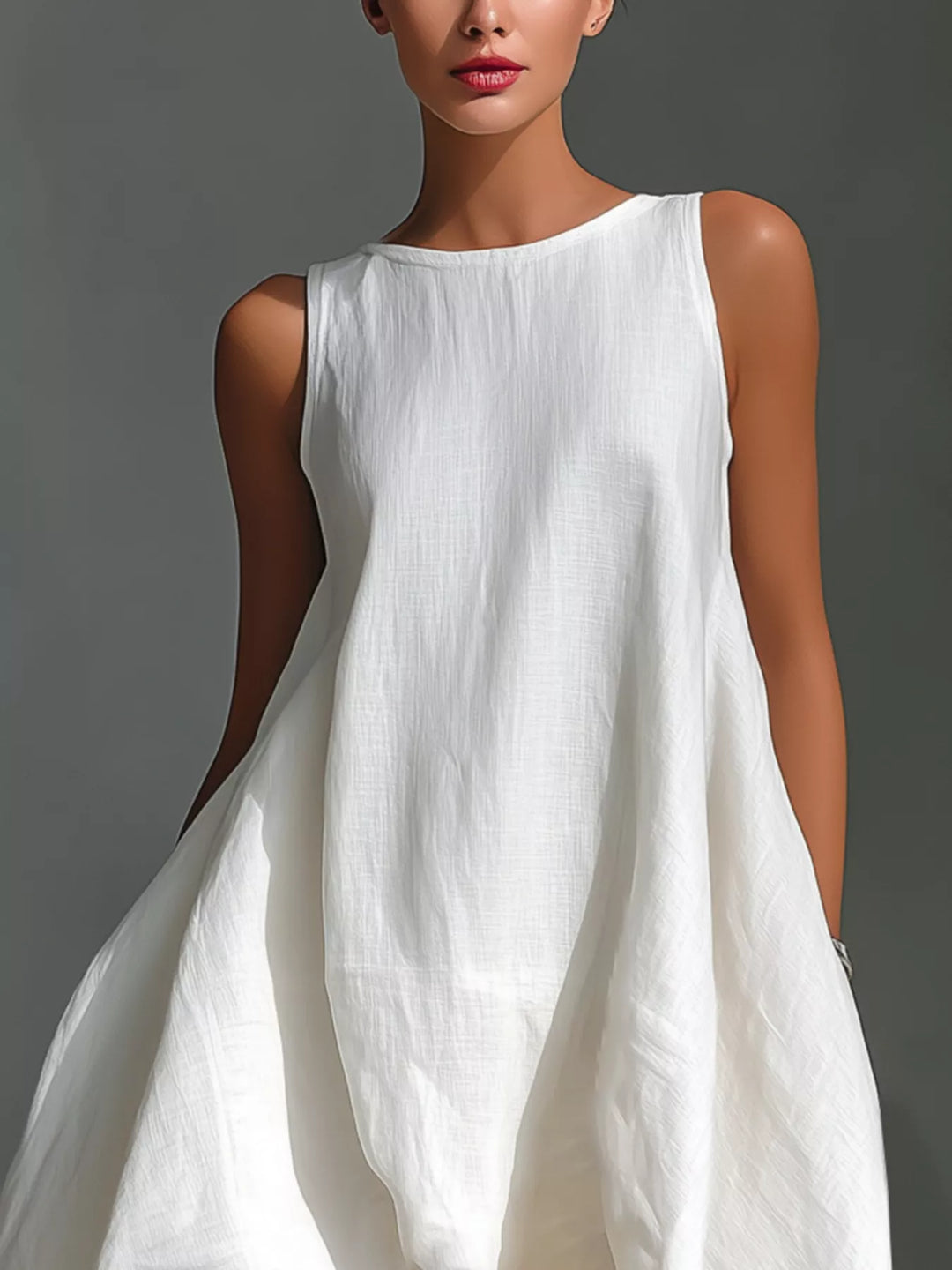 Sleeveless high-low asymmetrical hem dress