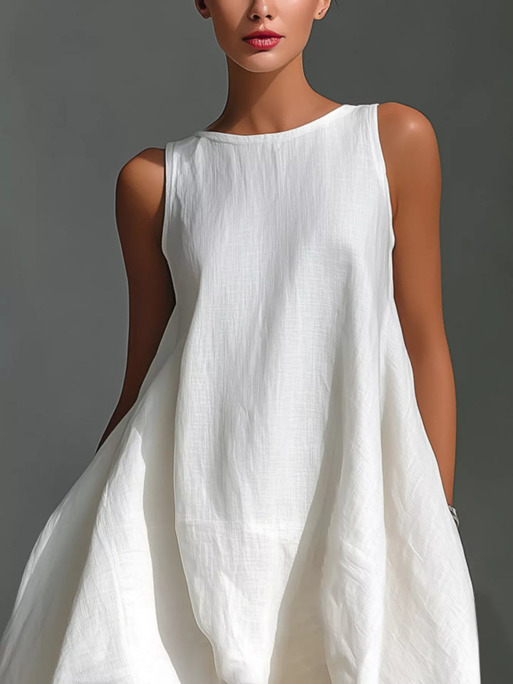 Sleeveless high-low asymmetrical hem dress
