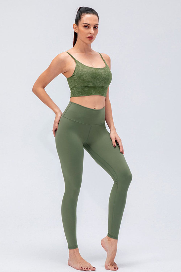 Wide waistband high-rise full-length active leggings