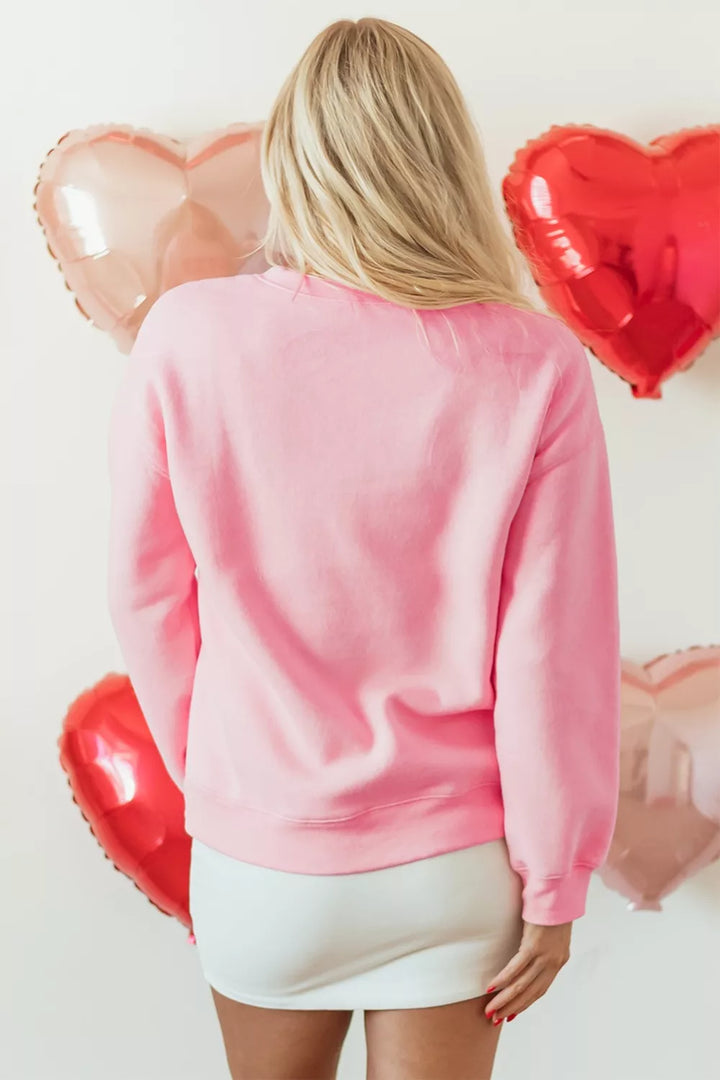 Floral XOXO graphic crewneck sweatshirt with bow hearts