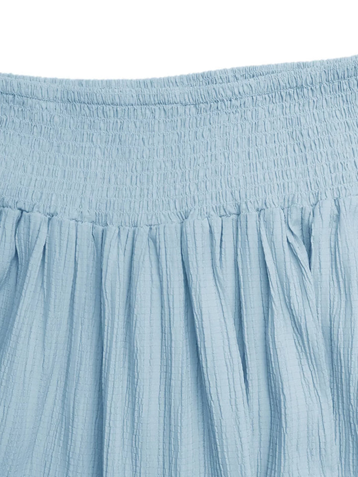 Tiered crinkle maxi skirt with smocked waist