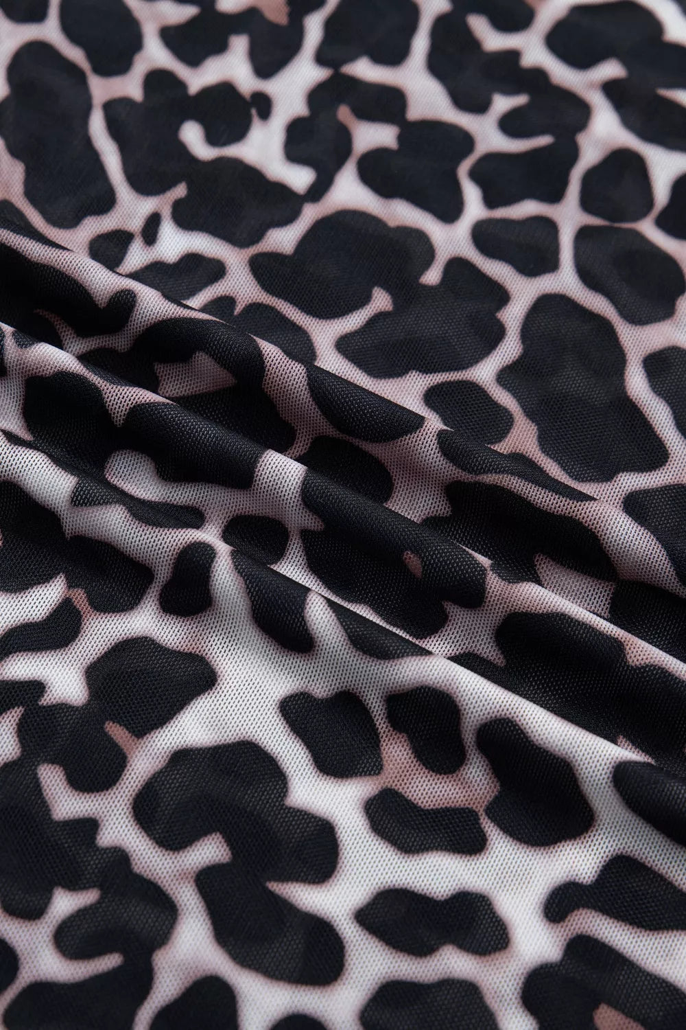 Sheer mesh leopard print fitted short sleeve top
