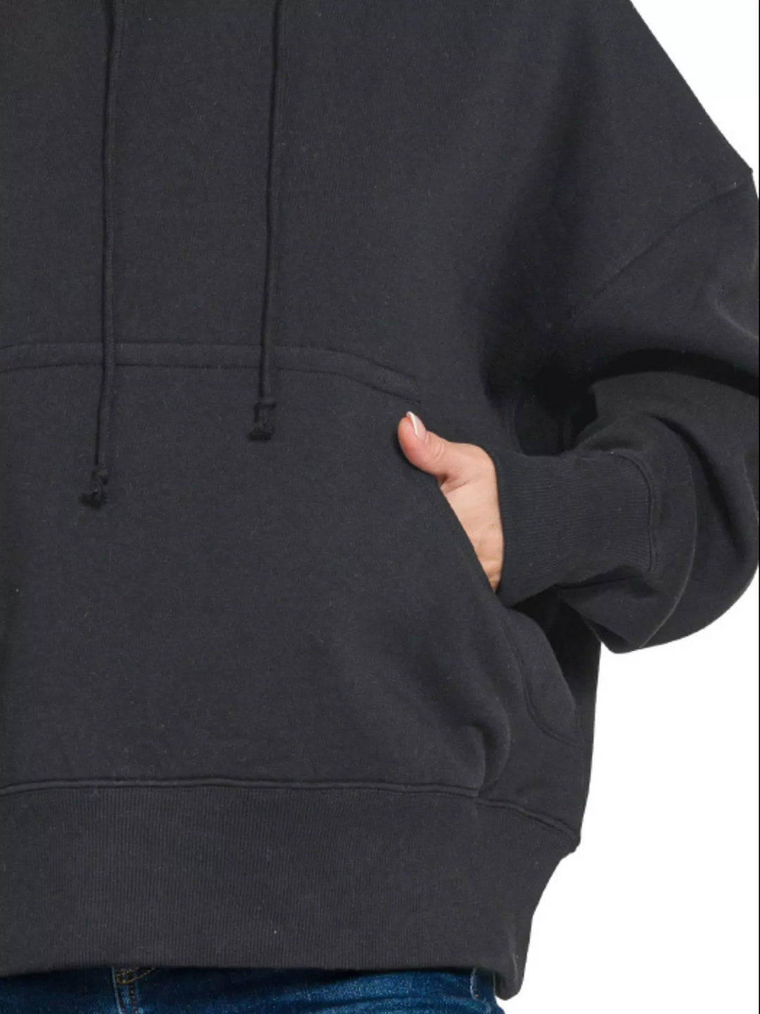 Oversized fleece hoodie with kangaroo pocket and drawstring hood