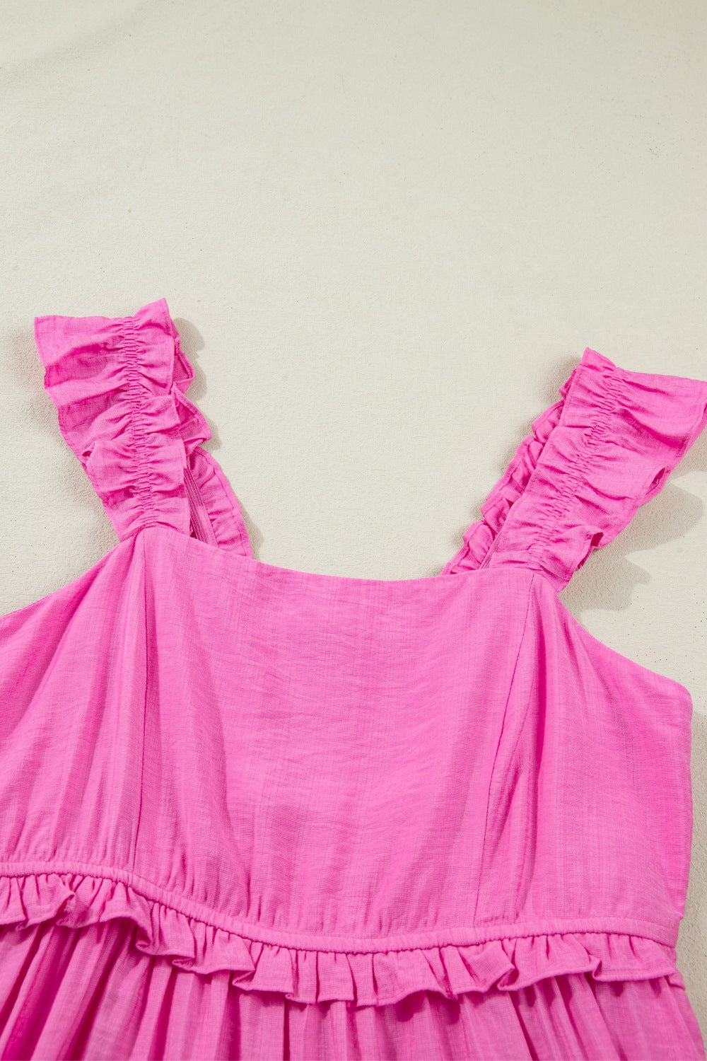Ruffle strap tiered maxi dress with square neckline