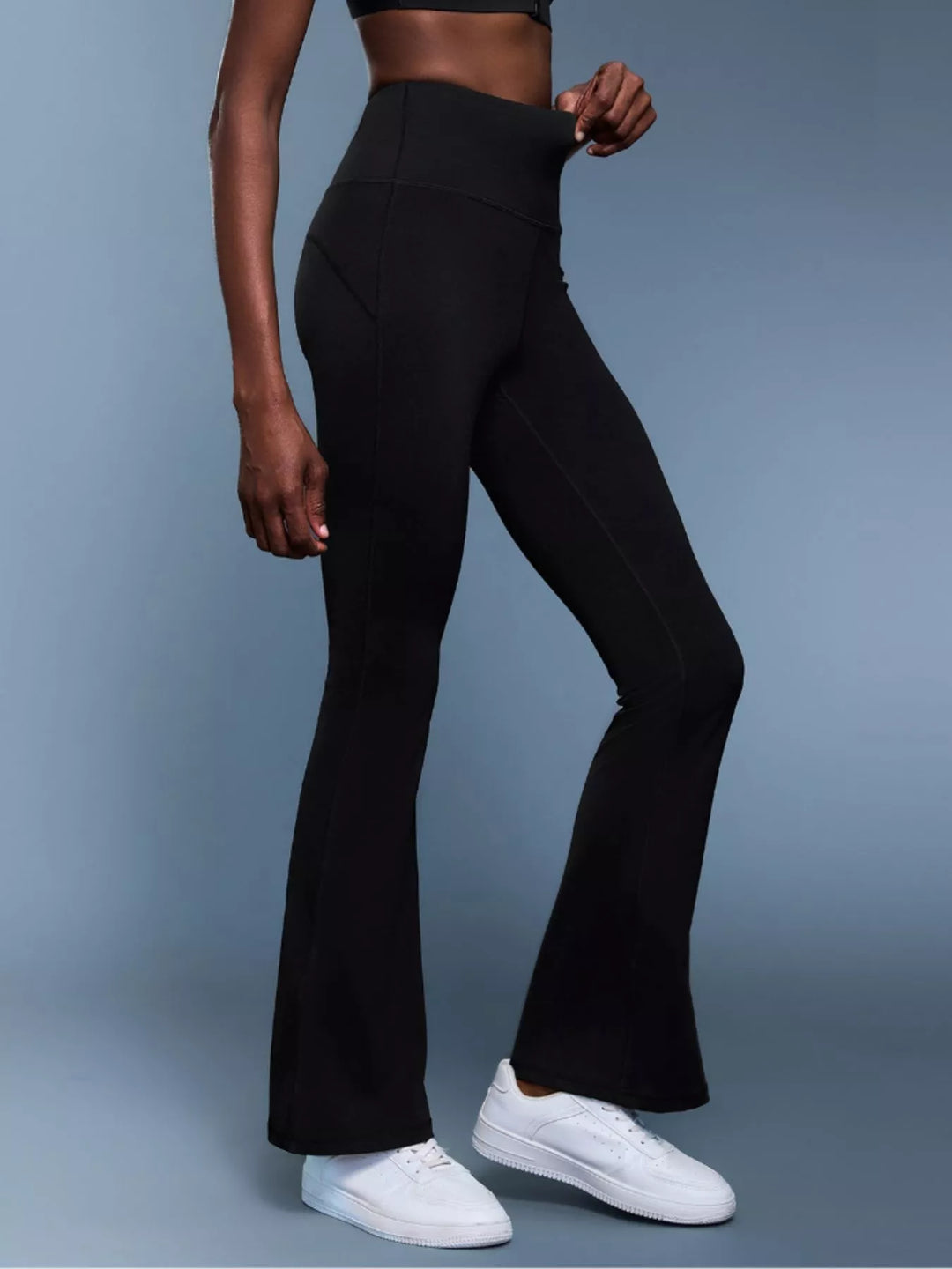 High-rise flare yoga pants with wide waistband