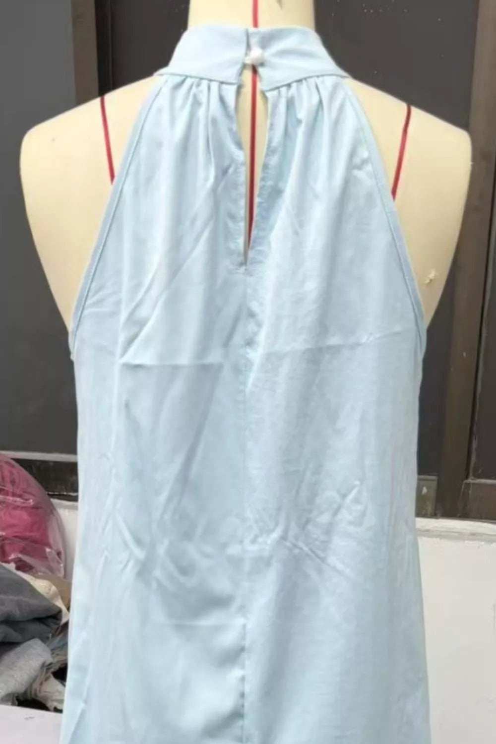 Halter neck sleeveless cotton maxi dress with slit