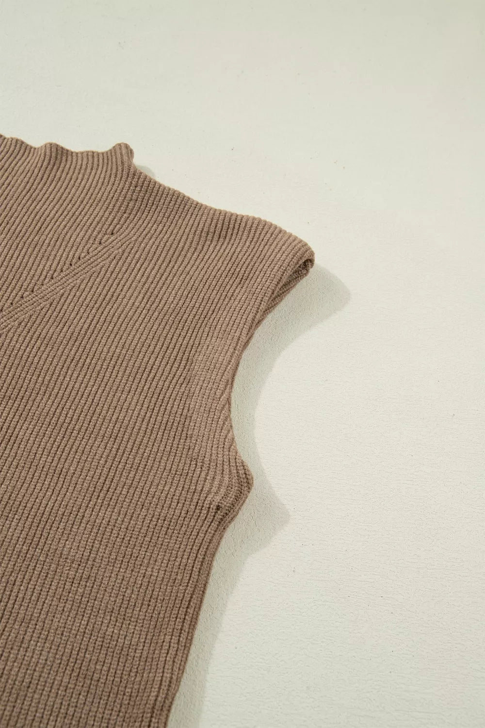 Relaxed ribbed knit mock neck sweater vest