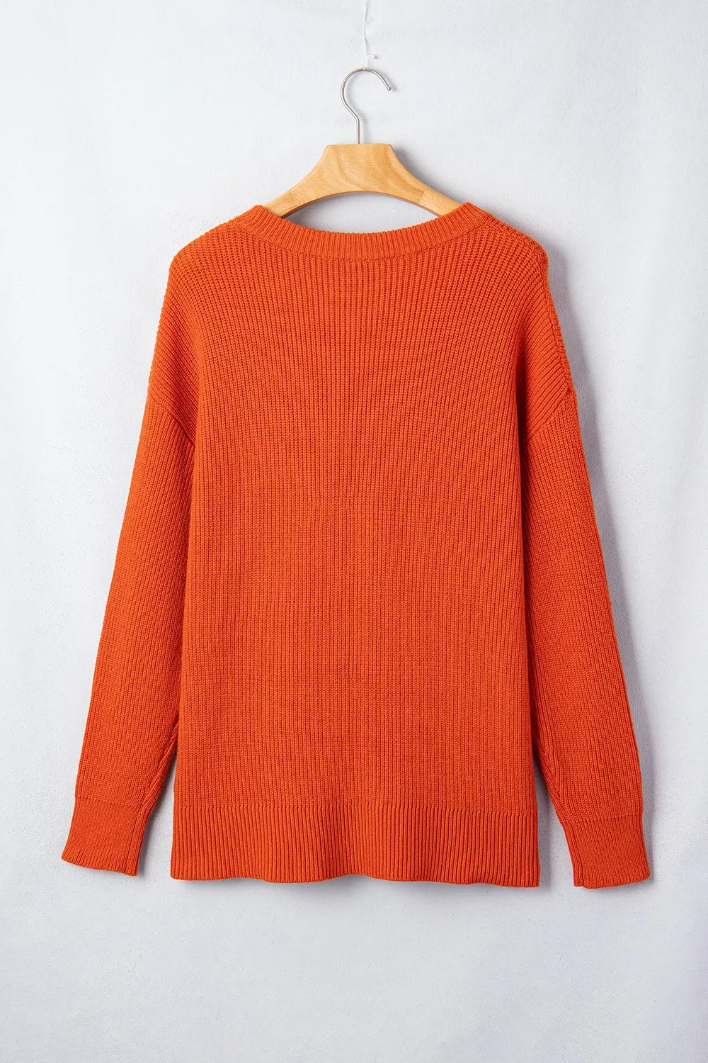 Jack-o-lantern patch drop shoulder Halloween sweater