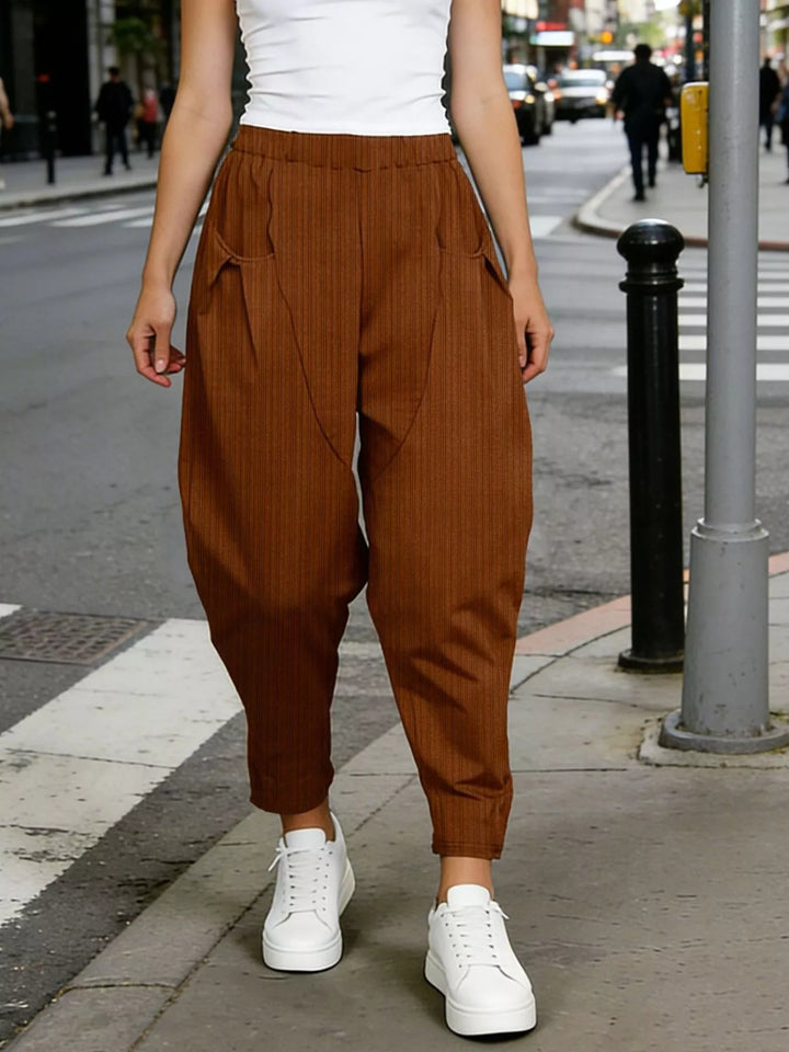 Caramel Plus size elastic waist harem pants with side pockets